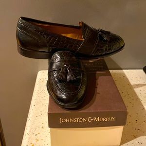 Men’s 10.5 Oxford Loafer, Black Patent Leather Croc
